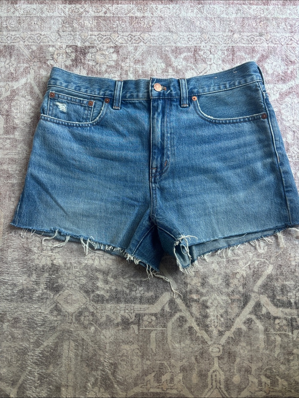 Madewell Mid-Blue Denim Cutoff Shorts